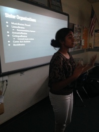 Indian student Rayne presenting MusicBrainz to her classmates.